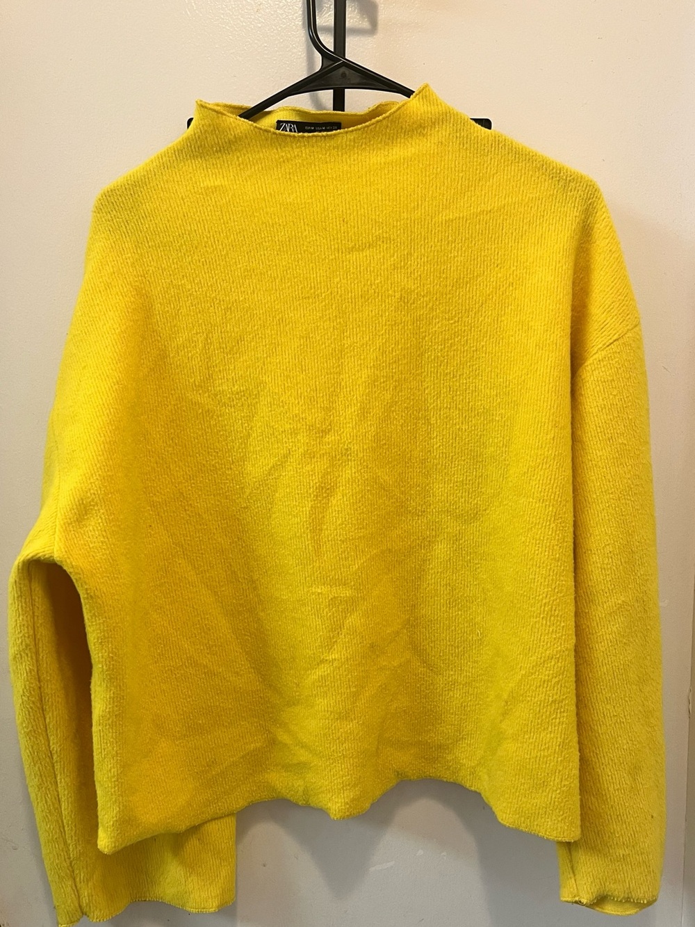 Zara Bright Yellow Mock Neck Sweater